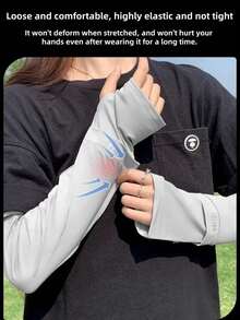 1 Pair Nylon Sun Protection Arm Sleeves, Outdoor Cycling UV Protection Ice Silk Arm Sleeves, Summer - Thumb Style - View 4