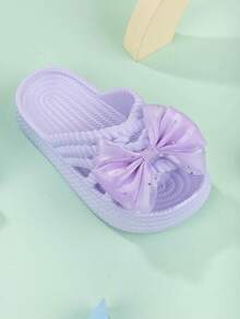 Girls' Sandals New Arrival Fashion Cute Bow Princess Shoes Versatile Comfortable Beach Slippers - Mauve Purple - View 8