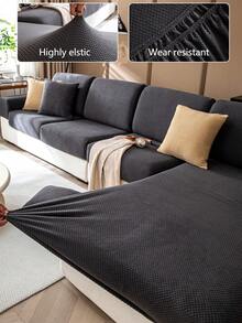 1件装弹力沙发套，防滑全覆盖沙发座套，四季通用沙发垫套，加厚面料沙发毯，可机洗，防尘，宠物友好，适用于卧室、办公室、客厅、L型沙发、1/2/3/4人座沙发 - 深灰色 - 查看 2