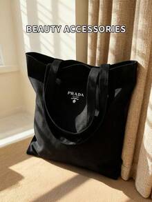 Prada 大容量肩背帆布化妆包，便携式旅行洗漱包，度假必备化妆品收纳包 - 黑色 - 查看 6