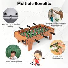 COSTWAY Wooden Table Football Set With Footballs For Adults And Kids, Natural - Apricot - View 8