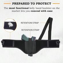 Cubidupi 1pc Black Rubber Quick Pull Shoulder Holster, Concealed Carry Belly Band For Men/Women, Fits 9mm, Compact, G-Series, LCP, LC9, Sig P365 - Fastener-Free Adjustment, Safety Strap - M - View 2