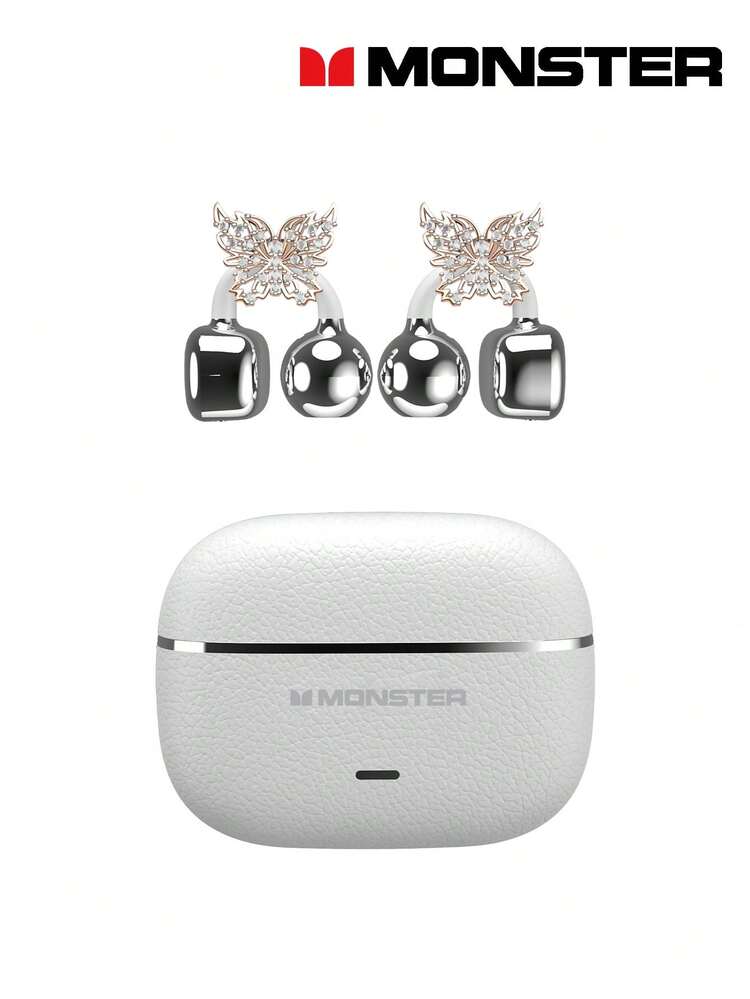 Fones de Ouvido Bluetooth Fashionable HYUNDAI HY-C03 com Clipe de Acessório de Fone de Ouvido em Formato de Borboleta, Estilo Open-Ear, Longa Duração de Bateria, Baixa Latência, Som Surround, Música de Alta Qualidade, Jogos, Chamadas, Cancelamento de Ruído, Fones de Ouvido Esportivos Sem Fio, Sem Necessidade de Perfuração, Acessório de Brinco Estiloso, Presente para Mulheres - Brincos de borboleta multicoloridos + ouro rosa - Visão 17