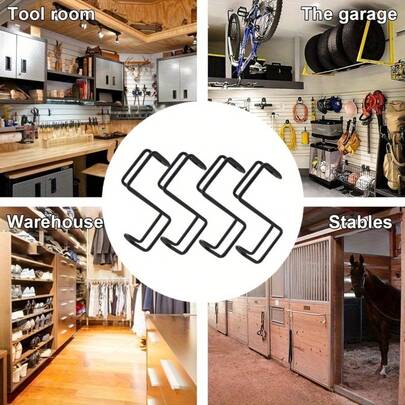 4 ชิ้น ตะขอแขวนของหนักสำหรับคอกม้า, ตะขอแขวนบังเหียน, ตะขอแขวนอานม้า, ตะขอแขวนถังน้ำม้าโลหะสำหรับงานหนัก, ตะขอแขวนรั้วอเนกประสงค์ติดตั้งง่าย, ตะขอแขวนกระถางดอกไม้