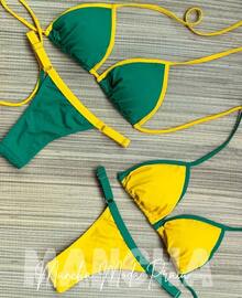 ✨Cotton Candy String Bikini In Polyamide – Comfort And Style ✨ - Green Ribbon Yellow - View 2