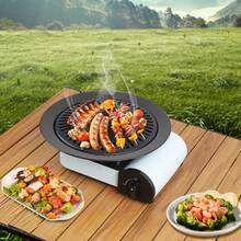 Conjunto de grelha portátil a gás REDSUN, chapa para churrasco coreano, assadeira, forma para biscoitos, bandeja para assar, assadeira para festas, assadeira antiaderente, equipamento de camping - Preto - Ver 3