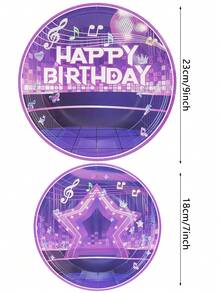 20个/40个/60个粉色和紫色音乐明星KPOP派对纸盘，7英寸/9英寸一次性甜点盘，适合舞蹈女孩、公主生日蛋糕、婴儿派对等场合。 - B款 - 查看 2