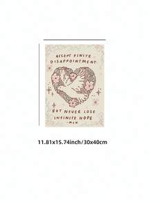 1 件无框“接受有限的失望”励志鸽子墙饰 - 心形和平鸽设计，暖色调可爱动物爱好者礼物，适合女孩卧室、宿舍、家庭办公室、教室，励志名言装饰和最佳礼品之选 - 無框 - 查看 10