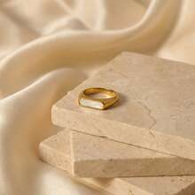 1枚时尚贝壳无限符号戒指，适合女性日常佩戴 - 不銹鋼戒指 - 查看 10