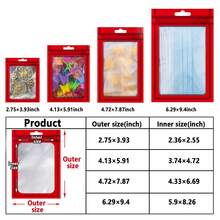 100-Pack Holographic Resealable Bag Zipper Food Storage Aluminium Foil Mylar Smell Bag Plastic Flat Packaging Pouch For Party Favor Food Candy Jewelry Lip Gloss Available In Multiple Sizes And Colors - 紅色 - 查看 2