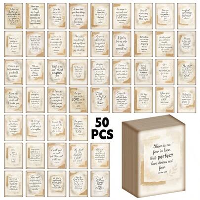 50pcs Inspirational Bible Verse Cards, Vintage Christian Scripture Cards For Daily Encouragement, Prayer Devotional Cards With Bible Quotes, Religious Gift For Friends And Family