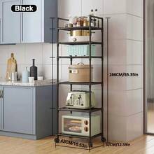 1pc Easy-To-Assemble Multi-Tier Storage Rack - Versatile Organizer For Kitchen Appliances, Bathroom Essentials & Dorm Bookshelf With Built-In Microwave Stand, No Metal Frame, Kitchen Storage Rack - Multicolor - View 11