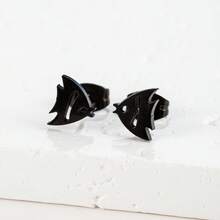 1对不锈钢卡通鱼耳环，女士饰品，适合派对、日常佩戴，精美礼品 - GED286 - 查看 5