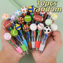 10pcs/Set Random 4 Colors Retractable Ballpoint Pen, Sports Ball Shaped, Perfect Gift For Women (Valentine's Day/Wedding Season/Party Supplies, Office/School) - Multicolor - View 10