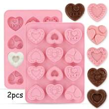 2 Pieces Heart-Shaped Silicone Cake Mold - Valentine's Day Baking Tool, Kitchenware, Pink - Multicolor - View 10