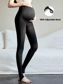 1pc Black Maternity Tights - Casual & Versatile, Suitable For Spring & Autumn, With Adjustable Waistband, Essential For Daily Wear - Multicolor - View 13