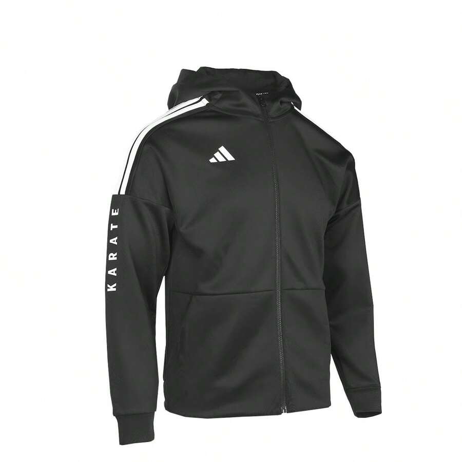 Adidas Toddler Sports Jacket, Lightweight Windbreaker, Thin Jacket, Boys Stand Collar Hooded Outerwear - Black - View 1
