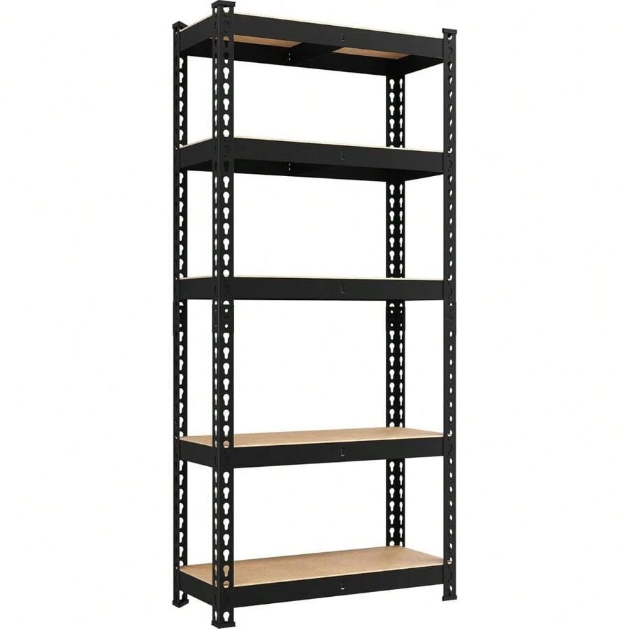 Storage Shelves, 5 Tier Heavy Duty Adjustable Metal Shelving Unit, Industrial Utility Rack For Garage Warehouse Pantry Closet (27.5 W X 12 D X 60 H Inches, Black) - màu đen - Xem 1