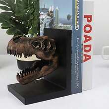 Tyrannosaurus Rex T-Rex - Sujetalibros decorativos para libros estantería de resina decorativa para el hogar pesos de papel extremos de libros soportes para sujetalibros tapón de libros decoración de escritorio-B031 - Negro1 - Ver 4