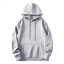 Solid Color Pullover Hoodie, Cute Women's Y2K Hoodie,Autumn Clothes For Women Back To School,Dropped Shoulder Long Sleeve Casual Hoodie Sweatshirt-L91 - 灰色 - 查看 13