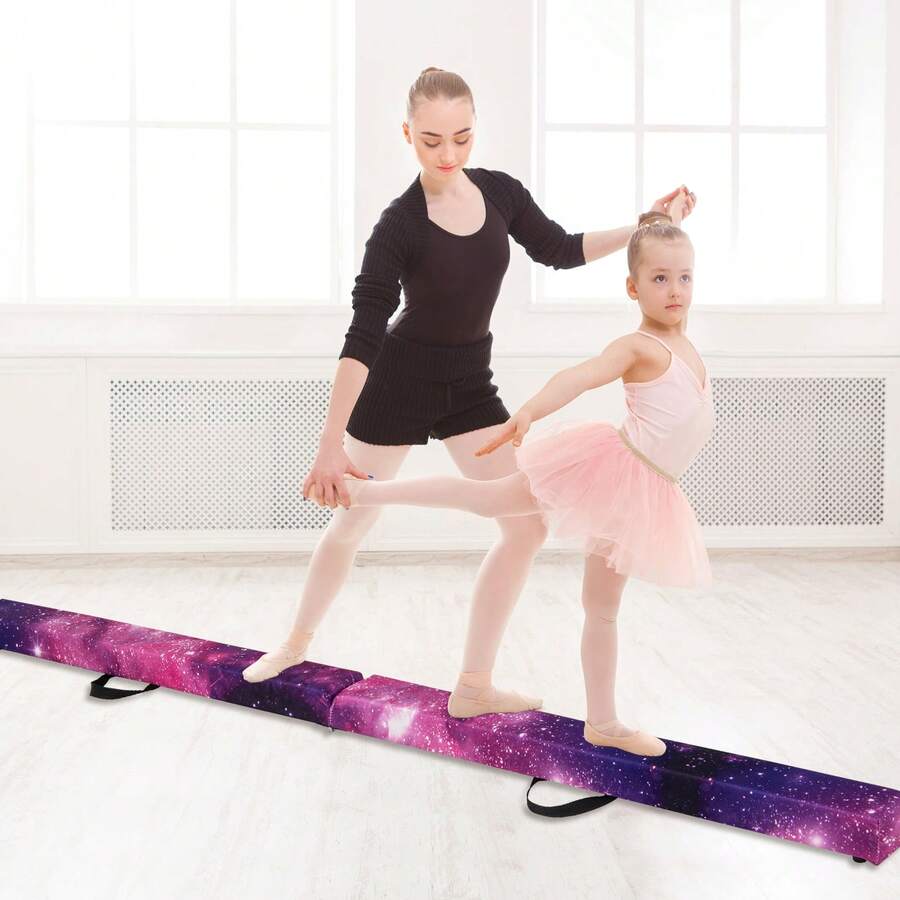 COSTWAY 270CM Folding Balance Beam With Solid Wood Base And Anti-Slip Bottom - Purple - View 1