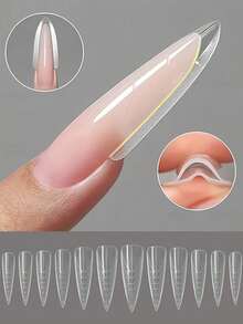 240pcs/Box Sandwich Style Double-Layer Nail Extension Tips, New Oval Shaped Nail Extension Top Layer & Bottom Layer, Quick Nail Extension - Multicolor - View 11