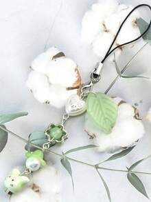 1 PC Sweet And Cute Girl Bag Hanging Imitation Jade Clover Lucky Rabbit Head Mobile Phone Ornament As A Gift For Best Friends - Multicolor - View 4