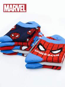 Marvel 1/5/10双装儿童漫威超级英雄蜘蛛侠袜子，男童中筒袜，韩版卡通秋冬女童袜子，儿童蜘蛛侠及超级英雄人物袜子 - 彩色 - 查看 8