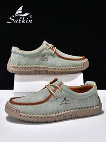 Salkin 新款时尚设计师女士休闲鞋，现代生活，触手可及的奢华。手工运动鞋、系带乐福鞋，轻便透气，柔软舒适，防滑耐磨，仿麂皮材质，适合户外、连衣裙、牛仔裤等日常穿着，中年、年轻、学生皆宜，春夏秋季皆可穿着，也是馈赠佳品。 - 薄荷綠 - 查看 6
