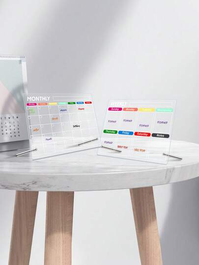 1 kleurrijk bureauplannerbord voor weken en maanden (inclusief 6 whiteboardstiften), whiteboard voor kalender, memo's en notities