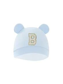 1pc Newborn Baby Hat, Solid Color & Printed Ear Design, Warm Protective Cute Casual Accessory, Suitable For Outdoor Use - Baby Blue - View 5