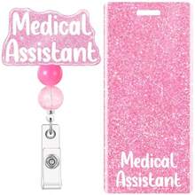 Medical Assistant Badge Buddy With MA Badge Reel Retractable Nursing ID Clip Vertical Badge Identification Tags Pink Medical Assistant - 如圖 - 查看 8