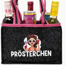 1 Peça Bolsa de Feltro para Transporte de 6 Garrafas de Vinho, Bolsa Reutilizável para Transporte de Garrafas de Vinho com Alças, Bolsa de Armazenamento de Feltro com Divisórias, Suporte para Garrafas de Vinho, Bolsa de Vinho Portátil, Adequada para Piquenique, Camping, Viagem, Festa, Essenciais para Casa, Presente de Natal - Cinza - Visão 8