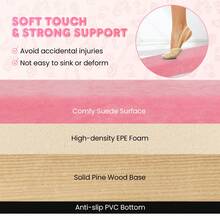 COSTWAY 270CM Folding Balance Beam With Solid Wood Base And Anti-Slip Bottom, Pink - Pink - View 5