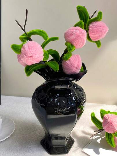 1朵逼真的桃花仿真花，创意花束，经久耐用且无需维护，适合用作花瓶填充物、花园装饰、家居装饰、派对装饰、桌面装饰。