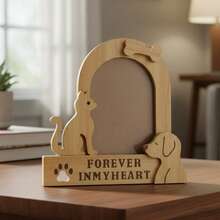 Pet Memorial Photo Frame Adorable 6 Inch Cat Dog Pattern Picture Frame For Cat Lovers Home Office Decor - Yellow - View 3