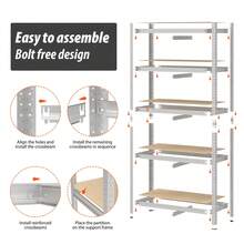 7Sevenjokers 180cm Heavy Duty Boltless Shelving Unit, Adjustable Industrial Rack For Garage Workshop Kitchen, Silver - Silver - View 6