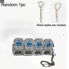 1pc Unique Keyboard Cap Finger Spinner Keychain - Mechanical Keyboard Shaped, Stress Relief, Unique Office Desk Toy And Small Gift - 4 Keys - Translucent White - View 5