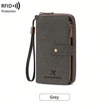 New RFID Blocking Long Passport Wallet, Dual Zipper Large Capacity Travel Document Organizer - Multicolor - View 18