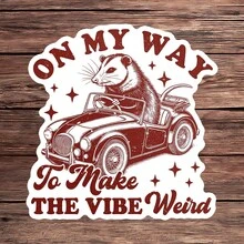 1 pieza Haz que el ambiente sea raro Pegatina, Divertida calcomanía de mapache para portátil, Vinilo de animal retro, Regalo sarcástico, Pegatina resistente al agua y despegable para botellas - S1977 - Ver 1