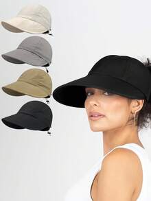 1pc Women's Foldable Wide Brim Sun Hat, UPF 50+ Beach Sun Protection Hat, Suitable For Outdoor Sports - Multicolor - View 12
