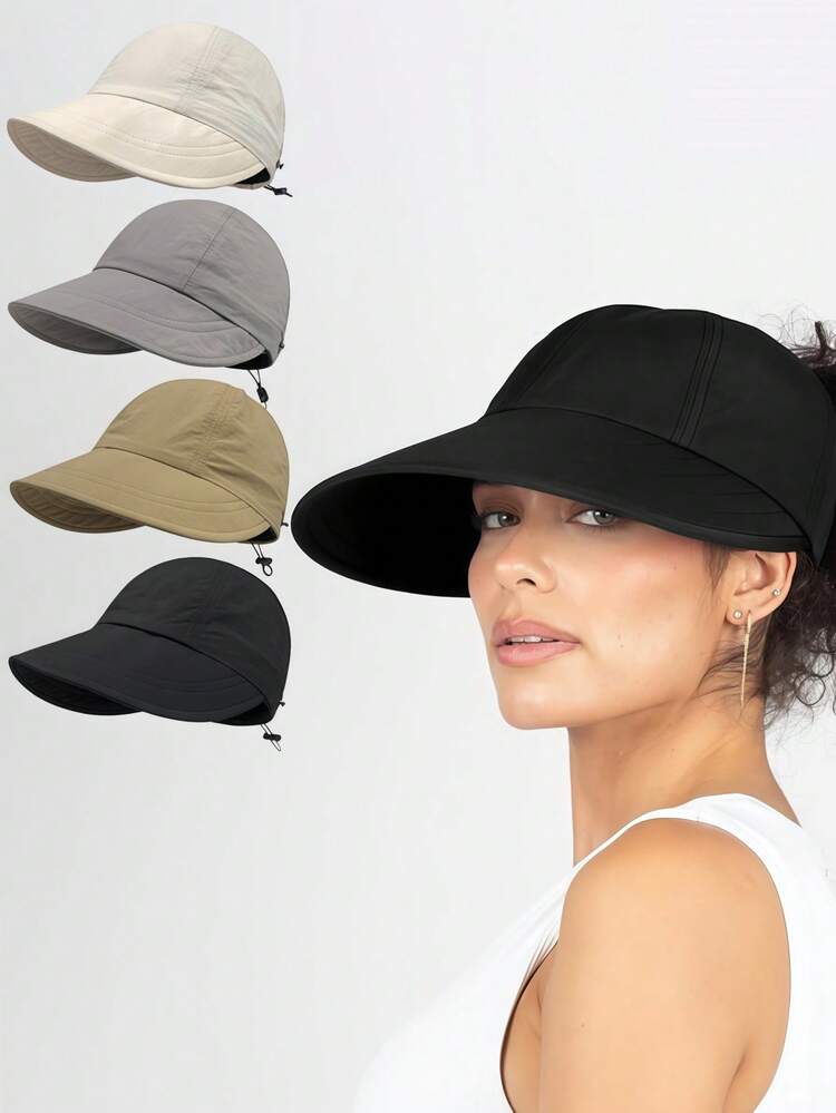 1pc Women's Foldable Wide Brim Sun Hat, UPF 50+ Beach Sun Protection Hat, Suitable For Outdoor Sports - Multicolor - View 12