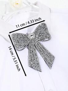 1件女士时尚闪亮水钻黑白浪漫领结，适合约会、派对、西装、学校、日常穿着、舞台主持等场合。 - 彩色 - 查看 7