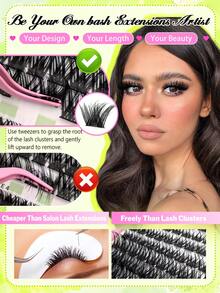 Eimny 416pcs Clusters Lashes Book High Capacity Lashes Kit, D Curl Lash Clusters Multiple Styles Mixed 8-16mm Mega Volume Individual Lashes Wispy Lashes Cluster Lash Set, Soft & Voluminous, Suitable Makeup, Eyelash Extension, Short Lashes, Lashes, Eyelash Extension At Home - Multicolor - View 7
