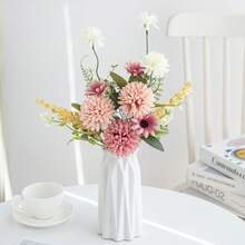 1/50 piezas Bolas de crisantemo artificial, ramo de flores de seda, plantas falsas para decoración de boda primaveral, hogar, comedor, dormitorio, Día de la Madre, San Valentín, fiestas, cumpleaños, jardín exterior - Rosa - Ver 2
