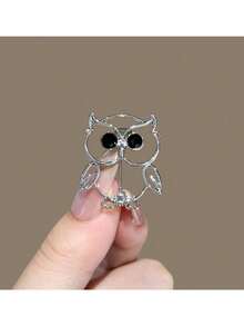 1pc Minimalist Hollow Owl Brooch, Unisex Cardigan Suit Sweater Lapel Pin Accessory, Women's Birthday Gift - Multicolor - View 4