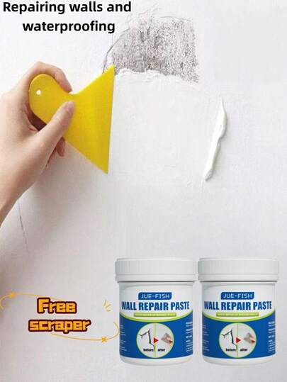 JUE FISH Pasta reparadora de pared - Reparación de pared interior, impermeable, anti-moho, renovación, uso doméstico, elemento esencial de reparación DIY, secado rápido, sin descascarillado, adecuado para daños en la pared, descascarillado, grietas, moho, agujeros