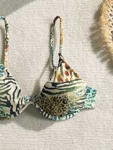 2026 European And American Women's Sexy Retro Leopard Print Bikini With Steel Support 3 PiecesSwimsuit Vacation - Multicolor - View 3