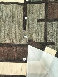 Vintage Geometric Color Block Textured Print Plus Size Men's Lightweight Button Pocket Short Sleeve Shirt, Absorbs Sweat - Multicolor - View 6