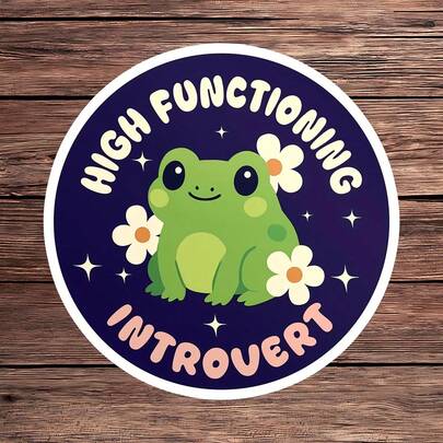 1 pieza Pegatina de introvertido de alto funcionamiento, Lindo adhesivo de rana para portátil, Cita sarcástica de vinilo, Regalo para introvertidos, Pegatina resistente al agua y despegable para botellas, Durable adhesivo de rana Kawaii para tumbona, Lindo vinilo para cuaderno, Regalo perfecto para amigos tranquilos, Adorable pegatina de rana para coche, Accesorio de portátil divertido de fácil aplicación